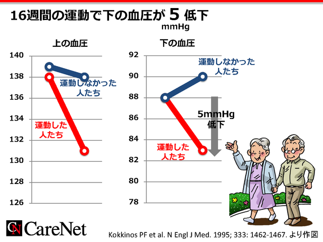 運動が血圧に与える影響のイメージ