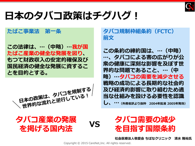 日本のタバコ政策はチグハグ！のイメージ