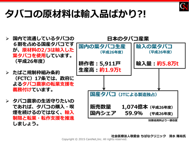 タバコの原材料は輸入品ばかり?!のイメージ