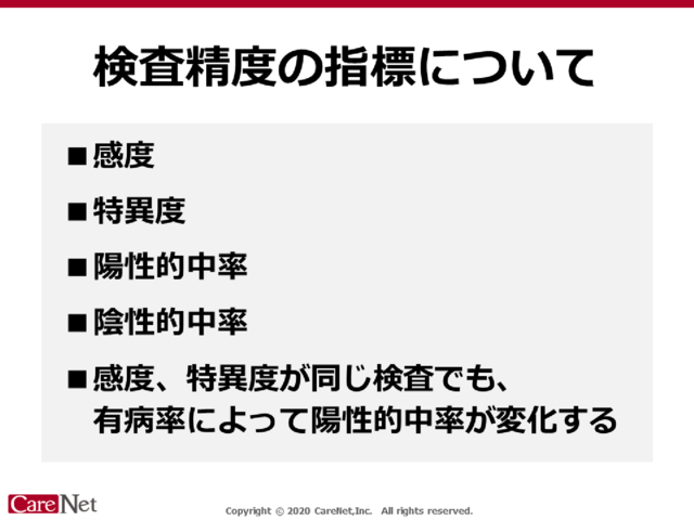 感度、特異度、的中率（検査精度の指標）のイメージ