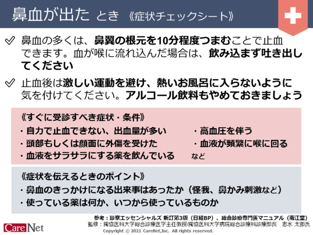 鼻血が出たときの症状チェックのイメージ