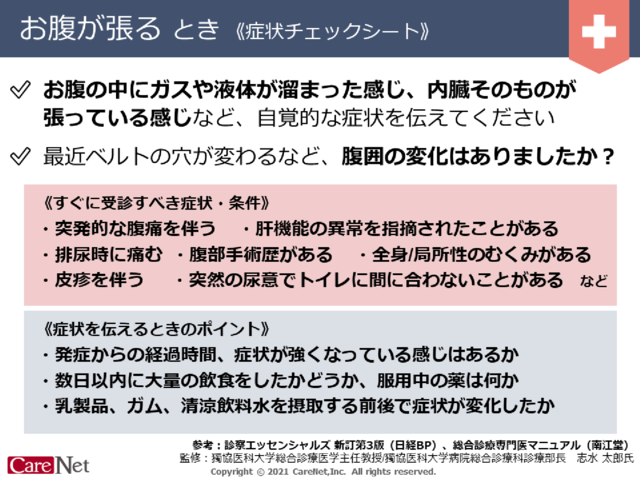 お腹が張るときの症状チェックのイメージ