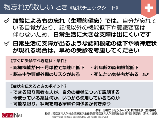 物忘れが激しいときの症状チェックのイメージ